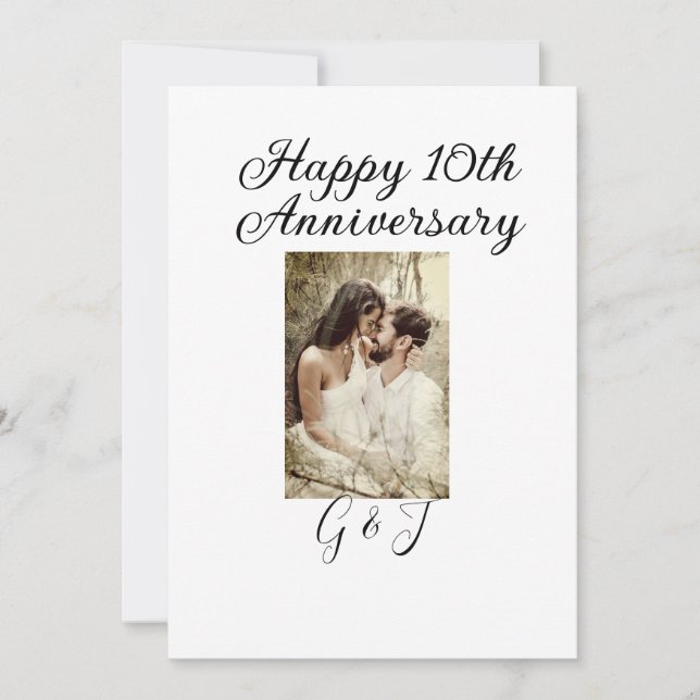 Convites Foto de 10º aniversário de casamento com nome da d (Frente)