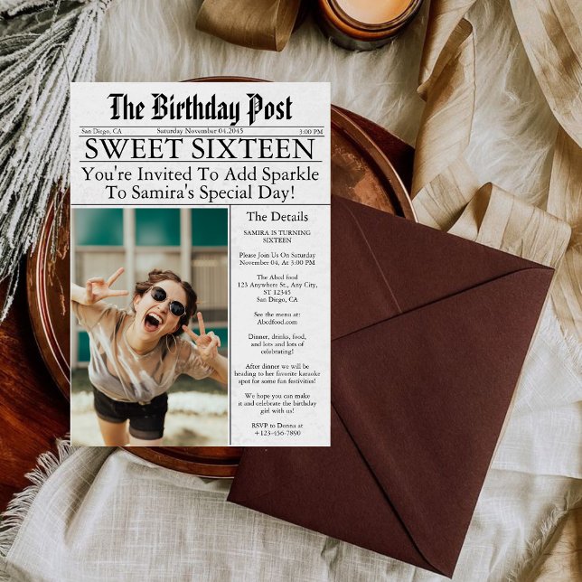Convites Foto de 16 de aniversário, doce e divertida, do jo (Criador carregado)