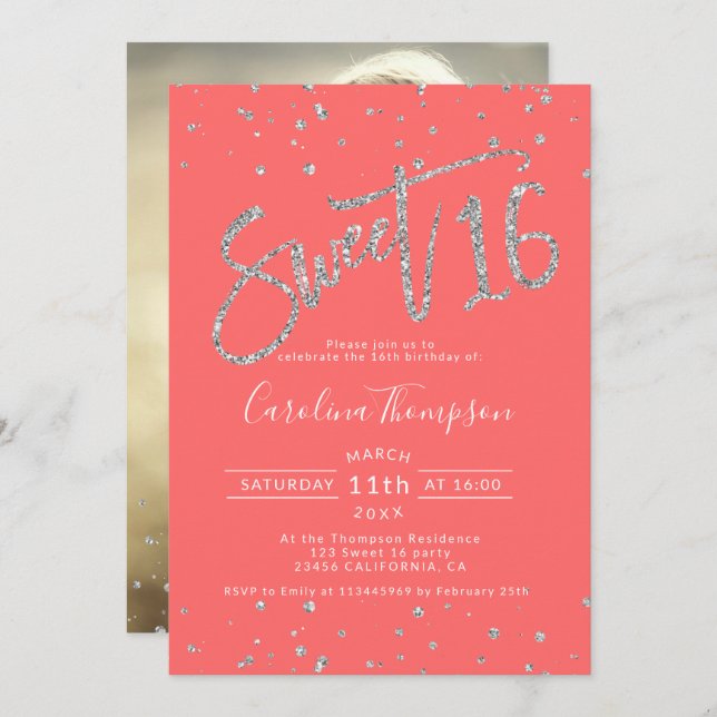 Convites Foto de 16 fotógrafos de prata (Frente/Verso)