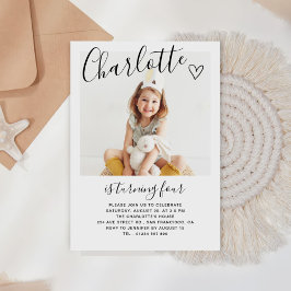 Convites Foto de 4.º aniversário de Boho minimalista modern