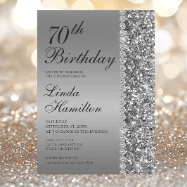 Convites Foto de 70º Aniversário Prata Elegante