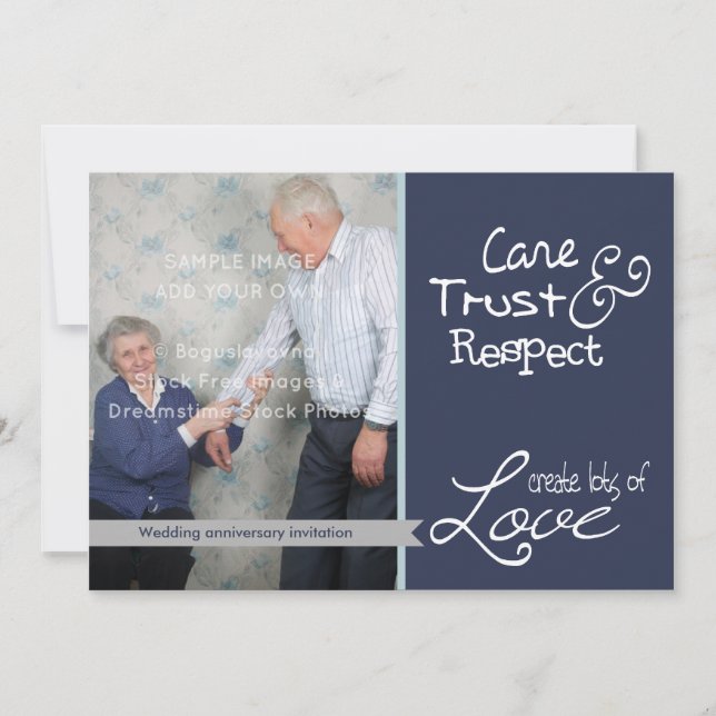 Convites Foto de amor e confiança de aniversário de casamen (Frente)