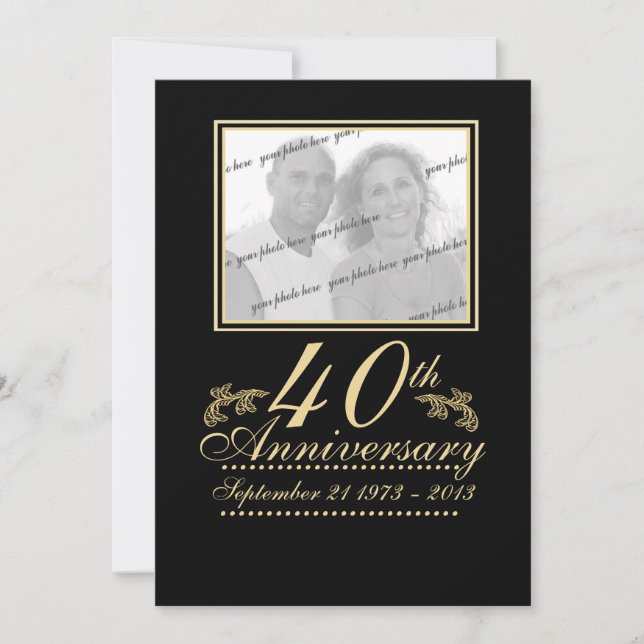 Convites Foto de Aniversário 40º (Frente)