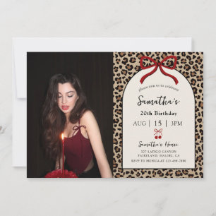Convites Foto de Aniversário Arco Coquete Leopardo Guepardo