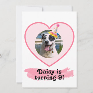 Convites Foto de aniversário com pincel rosa