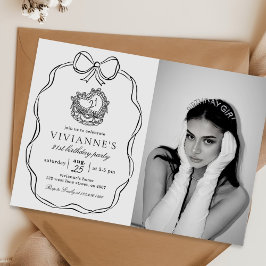 Convites Foto de aniversário da Arco Negra Desenhada em Mão