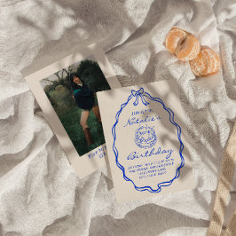 Convites Foto de aniversário da Coquette Desenhada à Mão do