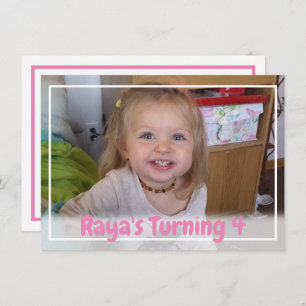 Convites Foto de aniversário da moça rosa personalizada