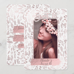 Convites Foto de Aniversário de 16 anos Modern Sweet com Br