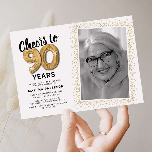 Convites Foto de aniversário de 19 anos de 90 (Criador carregado)