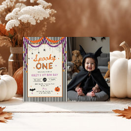 Convites Foto de Aniversário de 1 Ano Assustador de Hallowe