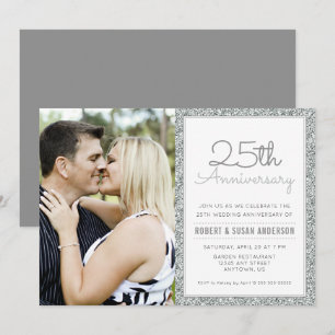 Convites Foto de Aniversário de 25 Anos de Casamento com Br