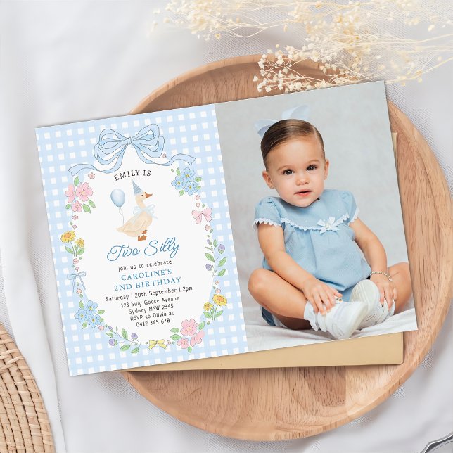 Convites Foto de aniversário de 2 anos com arco floral Two  (Criador carregado)