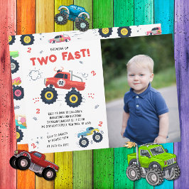 Convites Foto de Aniversário de 2 anos do Two Fast Monster