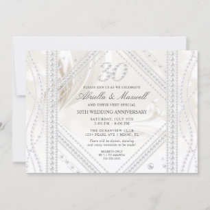 Convites Foto de Aniversário de 30 Anos Pérola