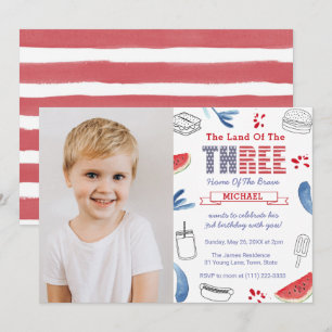 Convites Foto de aniversário de 3 anos de Festa de Cookout