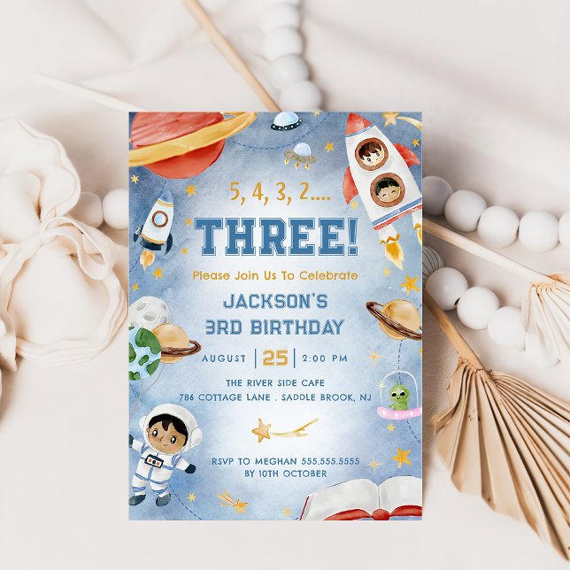 Convites Foto de aniversário de 3 anos do Festa de Planetas (Criador carregado)