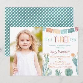 Convites Foto de aniversário de 3 anos do outono de três ga