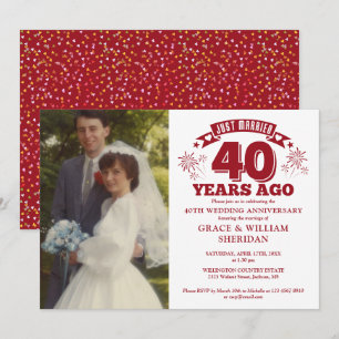 Convites Foto de Aniversário de 40 Anos de Casados