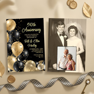 Convites Foto de Aniversário de 50 Anos de Casamento Então
