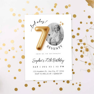 Convites Foto de Aniversário de 70 anos Minimalista Moderna