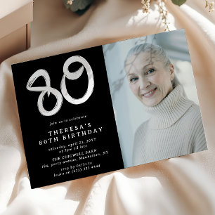 Convites Foto de Aniversário de 80 anos Moderna