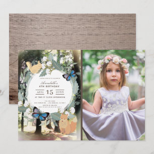 Convites Foto de Aniversário de Animais da Floresta Encanta