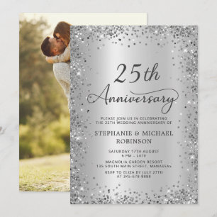 Convites Foto de Aniversário de Casamento de 25 Anos com Br