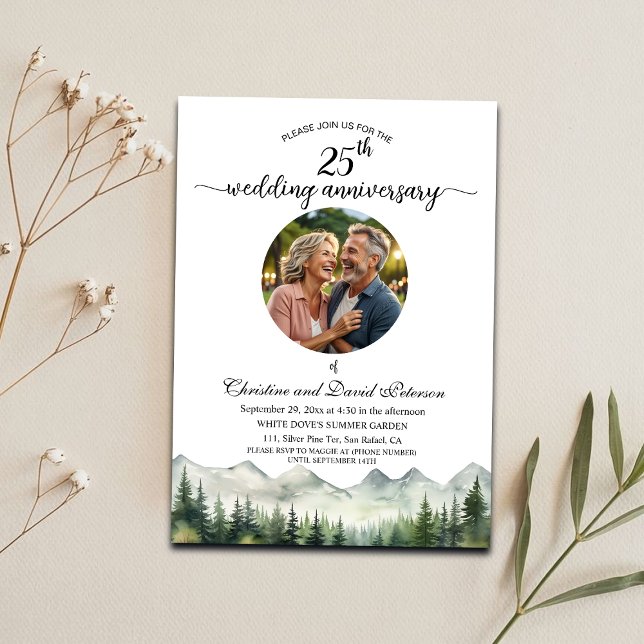 Convites Foto de Aniversário de Casamento de 25 anos Mounta (Criador carregado)