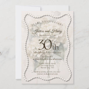 Convites Foto de aniversário de casamento de 30 anos Pérola