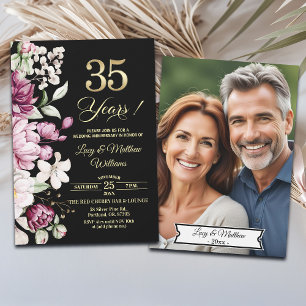 Convites Foto de Aniversário de Casamento de 35 Anos Floral