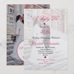 Convites Foto de aniversário de casamento de 40 anos elegan