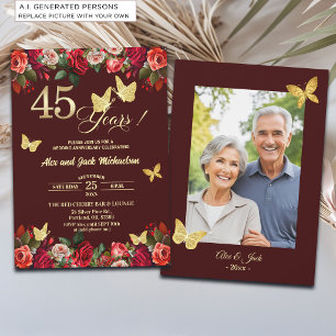 Convites Foto de Aniversário de Casamento de 45 Anos Elegan