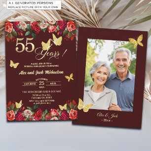 Convites Foto de Aniversário de Casamento de 55 anos Elegan