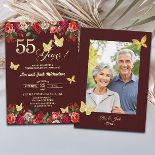 Convites Foto de Aniversário de Casamento de 55 anos Elegan