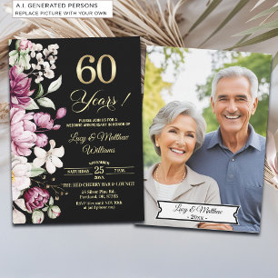 Convites Foto de Aniversário de Casamento de 60 anos Elegan
