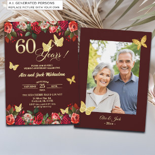 Convites Foto de Aniversário de Casamento de 60 anos Elegan