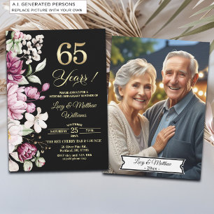 Convites Foto de Aniversário de Casamento de 65 anos Elegan