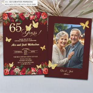 Convites Foto de Aniversário de Casamento de 65 anos Elegan