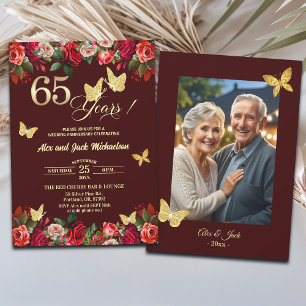 Convites Foto de Aniversário de Casamento de 65 anos Elegan
