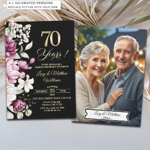 Convites Foto de Aniversário de Casamento de 70 anos Elegan