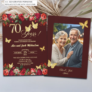 Convites Foto de Aniversário de Casamento de 70 anos Elegan