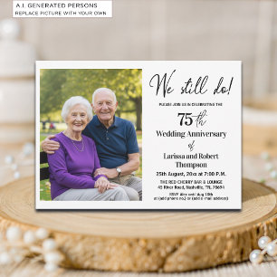 Convites Foto de Aniversário de Casamento de 75 Anos