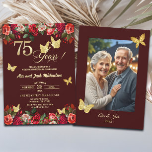 Convites Foto de Aniversário de Casamento de 75 anos Elegan