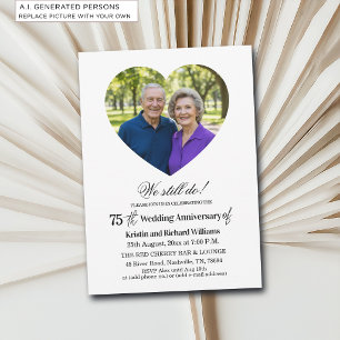 Convites Foto de Aniversário de Casamento de 75 Anos 'Nós A