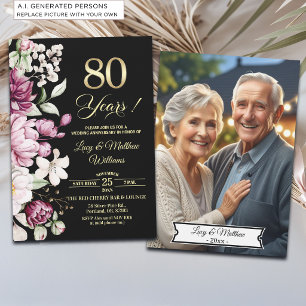 Convites Foto de Aniversário de Casamento de 80 anos Elegan