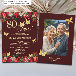 Convites Foto de Aniversário de Casamento de 80 anos Elegan