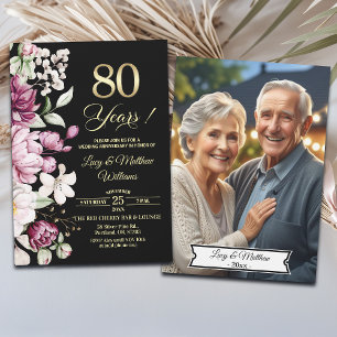 Convites Foto de Aniversário de Casamento de 80 anos Elegan