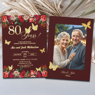 Convites Foto de Aniversário de Casamento de 80 anos Elegan