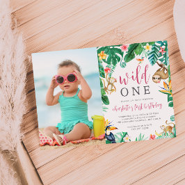 Convites Foto de Aniversário de criança de Animais Tropicai